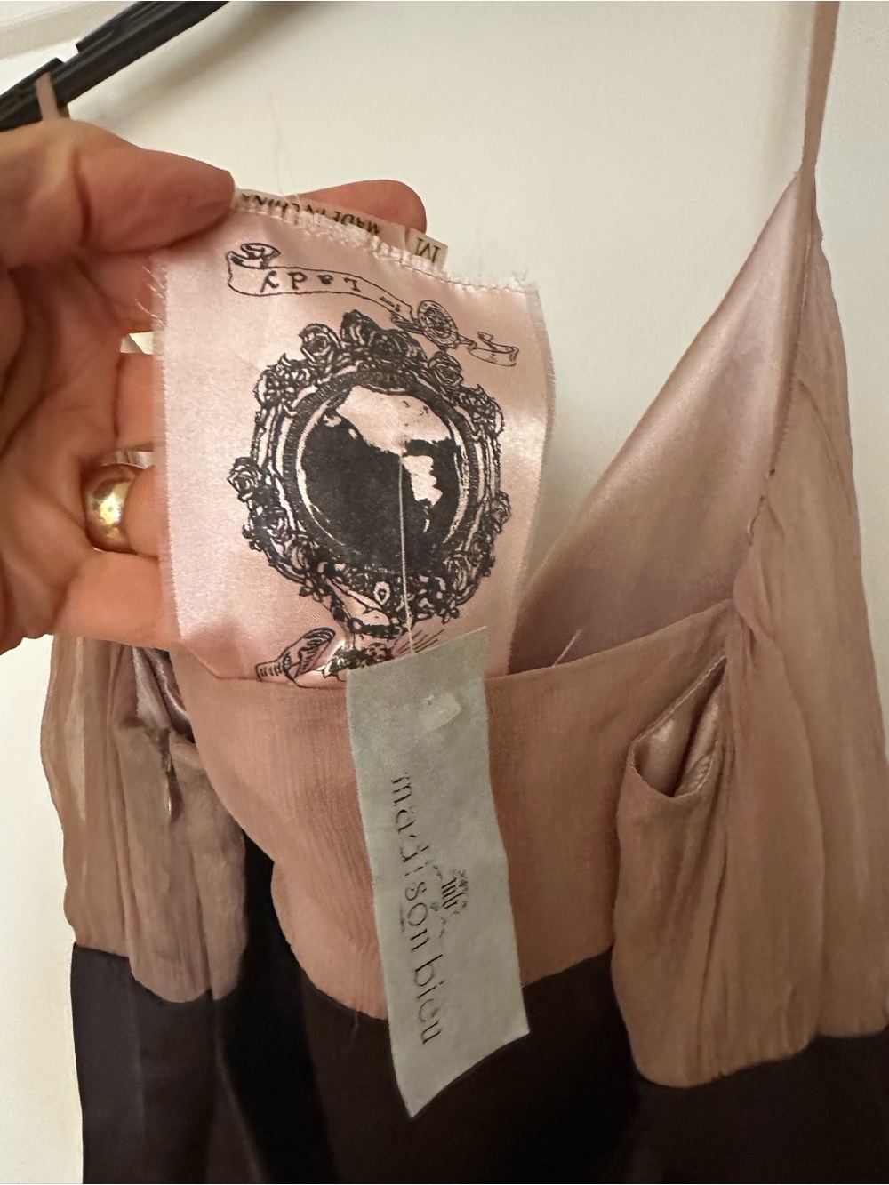 Madison Dusty Rose Midi Dress with Dark Brown Waistband - Picture 7 of 7